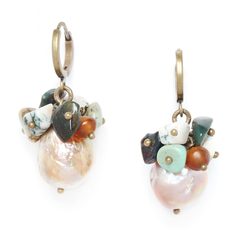 Серьги из бижутерного сплава с агатом/жемчугом Nature Bijoux NB20.2-12-74907