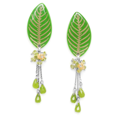 Серьги из бижутерного сплава с жадеитом/перидотом Nature Bijoux NB20.2-12-74876