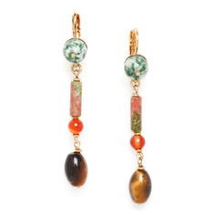 Серьги из бижутерного сплава с тигровым глазом Nature Bijoux NB20.2-12-74943