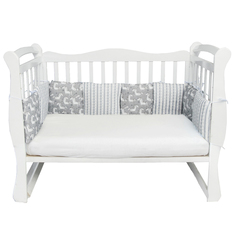 Бортик в кроватку Amarobaby 12 предметов Сказочные Единорожки, белый/серый AMARO-3112-EdS