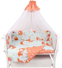 Бортик в кроватку Amarobaby на молнии Пушистики, 4 подушки-бортика, перкаль AMARO-3104-Psh