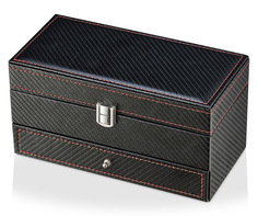 Черная шкатулка для хранения часов и украшений Leader WBZ 4 black PU