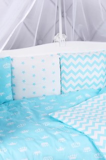 Бортик в кроватку AmaroBaby ROYAL BABY бирюзовый, бязь, 12 предметов