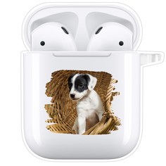 Чехол Krutoff Clear Case для AirPods 1 Щенок в корзине