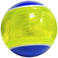 Мяч светящийся прозрачный Nerf для собак, 8 см, синий, зеленый