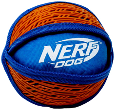 Мяч нейлоновый пищащий с узором Nerf для собак, 15 см, синий, оранжевый
