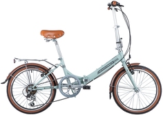 Велосипед NOVATRACK 20" AURORA 3.6, складной, светло-бирюзовый, Shimano 6 speed, TY21/RS35
