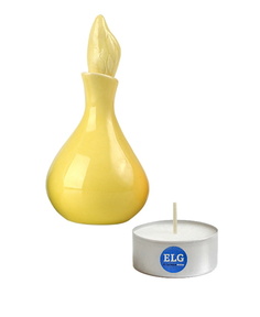 Бутылочка для масел керамика глазурь (цвет желтый, h 10см) + свеча в гильзе ELG