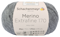 Пряжа Schachenmayr 9807551 Merino Extrafine 170 (00092, mittelgrau meliert)