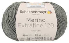 Пряжа Schachenmayr 9807552 Merino Extrafine 120 (00192, mittelgrau meliert)