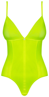 Эффектное боди Obsessive Neonia лаймовое S-M
