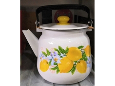 Чайник эмалированный сф.3,5л декор Лимоны белый,с кнопкой С2716.3*97 Стальэмаль