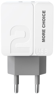 Сетевое зарядное устройство MoreChoice 2USB 2.4A Type-C NC46a 1м (White White)