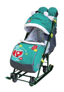 Санки-коляска Nika Kids Ника-детям 7-6 с лисичкой, изумрудный