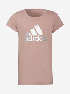 Футболка для девочек adidas Dance Metallic Print, Розовый, размер 128