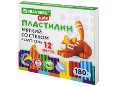 Набор для лепки Brauberg Пластилин восковой Kids 12 цветов 180g 106495