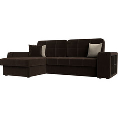 Диван угловой Лига Диванов Брюсель микровельвет коричневый левый угол