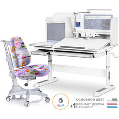 Комплект Mealux Winnipeg Multicolor GL (BD-630 WG + кресло Y-528 GL) (стол+кресло) столешница белая, накладки серые