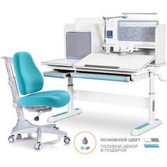 Комплект Mealux Winnipeg Multicolor BL (BD-630 WG + кресло Y-528 KBL) (стол+кресло) столешница белая, накладки голубые и серые