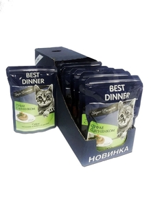 Влажный корм для кошек Best Dinner Мясные деликатесы, суфле c ягненком, 24шт по 85г