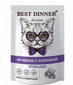 Влажный корм для кошек Best Dinner Exclusive Sterilised Мусс сливочный, ягненок, 24шт, 85г
