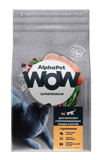Сухой корм AlphaPet WOW Superpremium с цыпленком для стерилизованных кошек; 1;5 кг