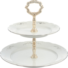 Этажерка 2-х ярусная; "Constance", декор "Серый орнамент, отводка платина" Thun