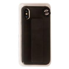 Чехол подставка с магнитом для Apple iPhone X, XS матовый силикон, черный Rocknparts