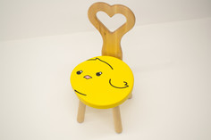 Стульчик детский деревянный Цыпленок со спинкой Сердце круглые ножки SDF019 Фабрика ДФ