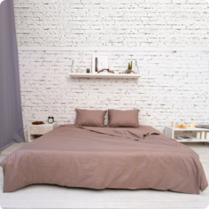 Комплект постельного белья 2-спальный, Страйп-сатин, Кофейно-серый Misha Expo