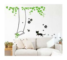 Интерьерная наклейка Кошка и качели Fachion Stickers