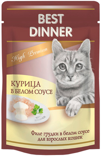 Влажный корм для кошек Best Dinner High Premium, c курицей в белом соусе, 24шт по 85г