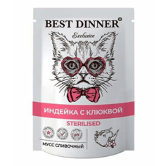 Влажный корм для кошек Best Dinner Exclusive Sterilised Мусс сливочный, индейка, 24шт, 85г