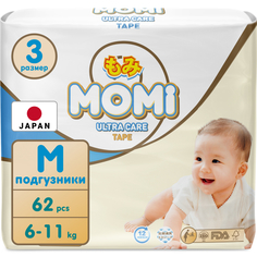 Подгузники одноразовые MOMI 6-11 кг M 62 шт.