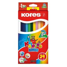 Карандаши цветные Kores 1334938 Kolores Jumbo 24 цвета трехгранные с точилкой