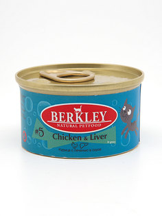 Влажный корм для кошек Berkley, курица, печень, 24шт, 85г