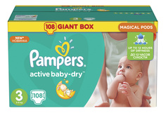 Подгузники Pampers Active Baby-Dry 3 (5-9 кг), 108 шт.