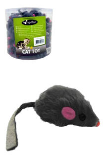Погремушка для кошек Papillon Веселый мышонок, искусственный мех, вельвет, черный