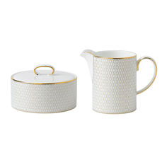Набор Сахарница + Молочник Wedgwood Arris фарфор бело-золотистый 2 шт