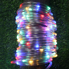 INBLOOM Гирлянда-шнур на солн батарее,10м,100LED*мульти, 8 реж, ПВХ прозрач.,1,2V AA 600
