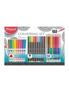 Набор для рисования Maped, 10 фломастеров, 10 капил. ручек, 12 цвет. карандашей, точилка