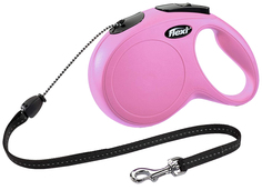 Поводок-рулетка для собак flexi New Classic трос, розовый, M, до 20 кг, 8 м