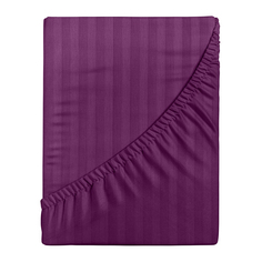 Простыня на резинке LOVEME Violet 160х200 см, страйп-сатин, 100% хлопок