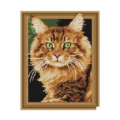 Картина мозаикой 3D, с нанесенной рамкой Molly Рыжий кот KM0091, 20 цветов, 40х50 см