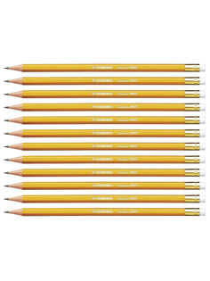 Карандаш чернографитный простой с ластиком Swano STABILO, НВ 12шт