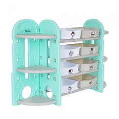 PITUSO Стеллаж для игрушек с ящиками и приставками2 угловые,4 полки,Бежев./бирюз./белый,