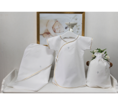 Комплект PITUSO для крещения мальчика рубашка, пеленка, мещочек д/хран р.56-62 696P/11