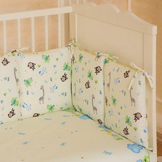 PITUSO Бортик в кроватку сатин универс Зоопарк Слит подушки