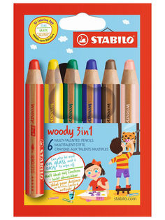 Цветные карандаши супертолстые woody 8806 STABILO, 6 цветов