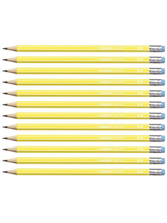 Карандаш чернографитный с ластиком HB STABILO Pencil, 12шт 2160/05-HB